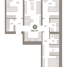 Квартира 100,1 м², 3-комнатная - изображение 3