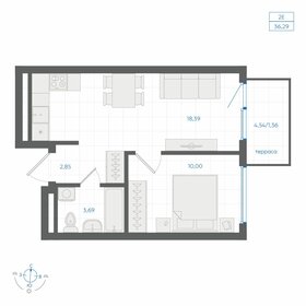 Квартира 36,3 м², 1-комнатная - изображение 1