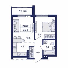 Квартира 36,4 м², 2-комнатная - изображение 3
