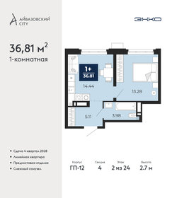 Квартира 36,8 м², 1-комнатная - изображение 1