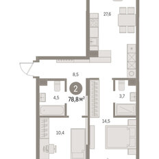 Квартира 78,8 м², 2-комнатная - изображение 3