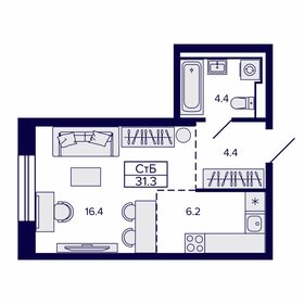 Квартира 31,4 м², студия - изображение 1