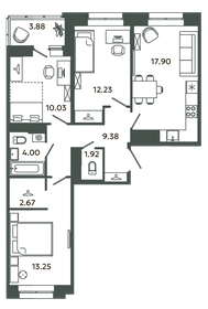 Квартира 73,3 м², 3-комнатная - изображение 1