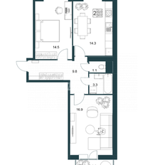 Квартира 60,9 м², 2-комнатная - изображение 2