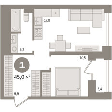 Квартира 44,9 м², 1-комнатная - изображение 4