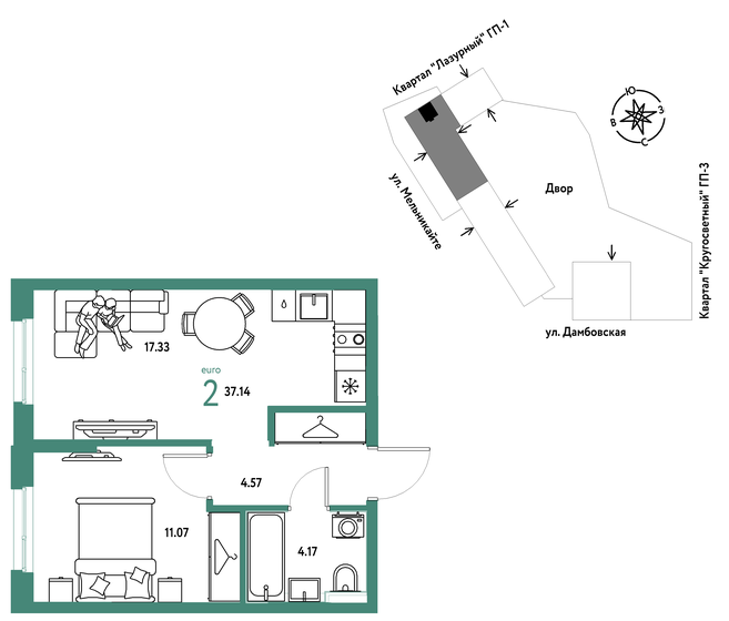 49,9 м², 2-комнатная квартира 4 950 000 ₽ - изображение 108