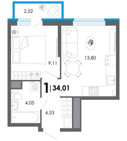 31,3 м², 1-комнатная квартира 3 604 100 ₽ - изображение 19