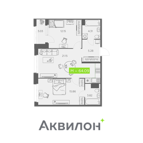 Квартира 64,1 м², 2-комнатная - изображение 1