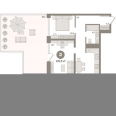 Квартира 135,6 м², 2-комнатная - изображение 3