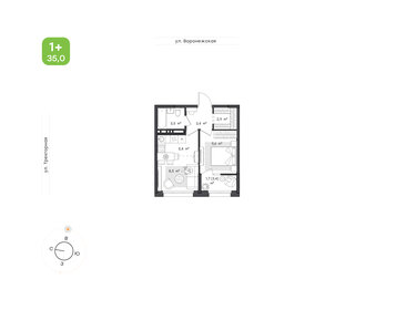 Квартира 35 м², 1-комнатная - изображение 1