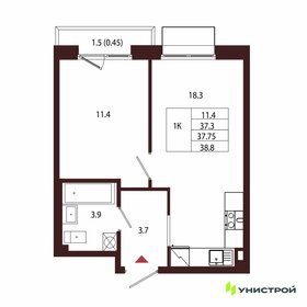 Квартира 37,8 м², 1-комнатная - изображение 1