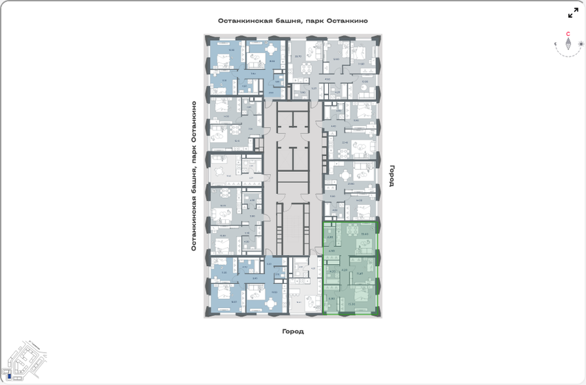 60,2 м², 2-комнатные апартаменты 27 325 664 ₽ - изображение 109