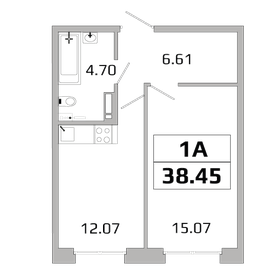 Квартира 38,5 м², 1-комнатная - изображение 1