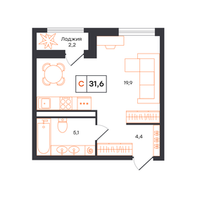 Квартира 31,6 м², студия - изображение 1