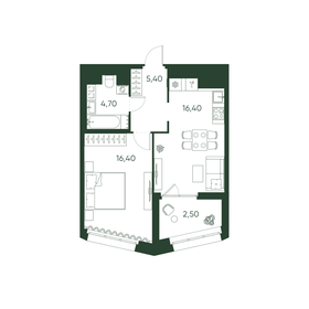 Квартира 45,4 м², 1-комнатная - изображение 1
