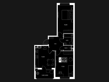 Квартира 64,2 м², 2-комнатная - изображение 1