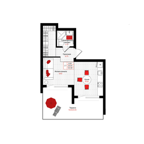 Квартира 33,4 м², студия - изображение 1