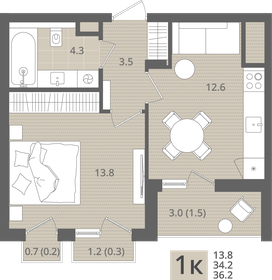 Квартира 36,2 м², 1-комнатная - изображение 1