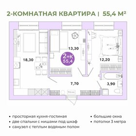Квартира 55,4 м², 2-комнатная - изображение 1