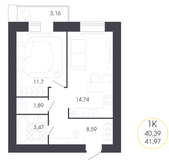 56,9 м², 2-комнатная квартира 6 651 450 ₽ - изображение 24