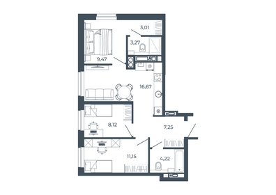 Квартира 63,2 м², 3-комнатная - изображение 1