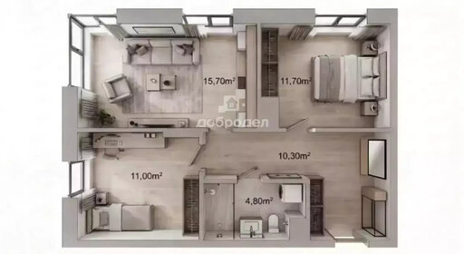 Квартира 53,1 м², 2-комнатная - изображение 1