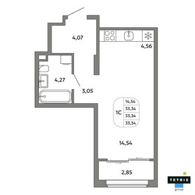 Квартира 33,3 м², студия - изображение 1