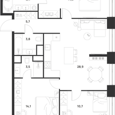 Квартира 86,9 м², 3-комнатная - изображение 3
