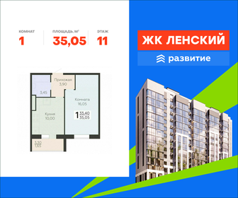 Квартира 35,1 м², 1-комнатная - изображение 1