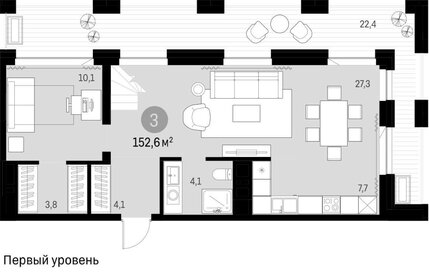 Квартира 152,6 м², 4-комнатная - изображение 1