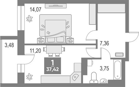 Квартира 37,4 м², 1-комнатная - изображение 1