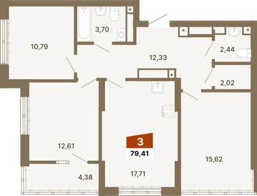 Квартира 79,4 м², 3-комнатная - изображение 1