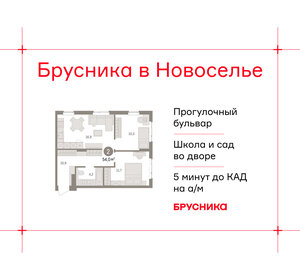 Квартира 54 м², 2-комнатная - изображение 1