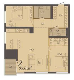 Квартира 95 м², 2-комнатные - изображение 2