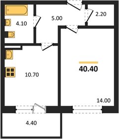 Квартира 40 м², 1-комнатная - изображение 1