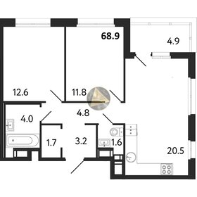 Квартира 68,9 м², 2-комнатная - изображение 1