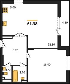 Квартира 62 м², 2-комнатная - изображение 1