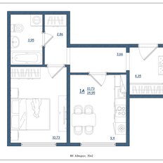 Квартира 35 м², 1-комнатная - изображение 2