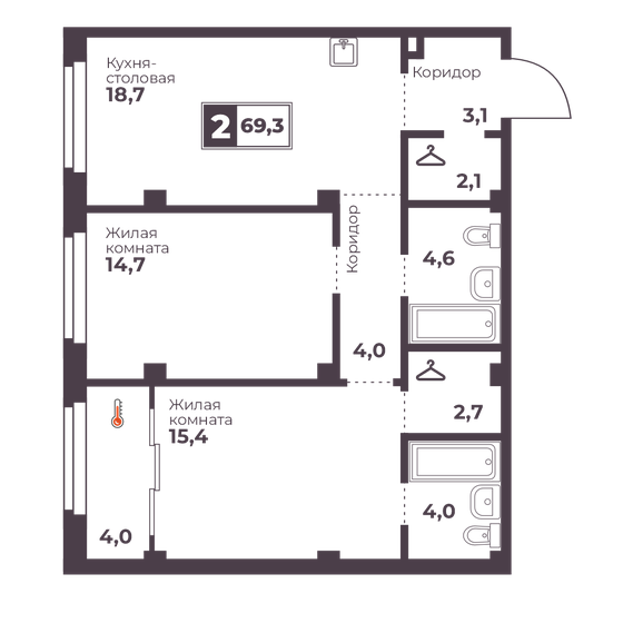 62,7 м², 2-комнатная квартира 11 844 030 ₽ - изображение 13