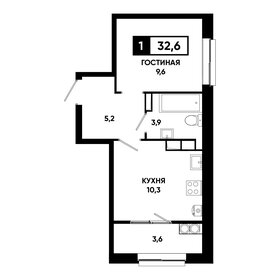Квартира 32,6 м², 1-комнатная - изображение 1