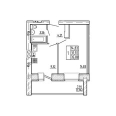 Квартира 35,9 м², 1-комнатная - изображение 3