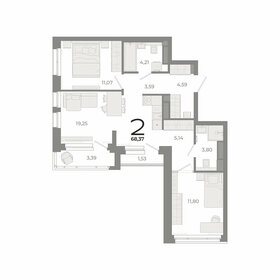 Квартира 68,4 м², 2-комнатная - изображение 1