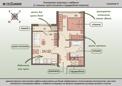 Квартира 33,9 м², 2-комнатная - изображение 1