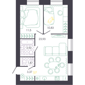 Квартира 55,4 м², 2-комнатная - изображение 1