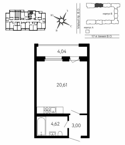 29,1 м², квартира-студия 11 726 228 ₽ - изображение 19