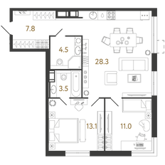 Квартира 68,2 м², 2-комнатная - изображение 2