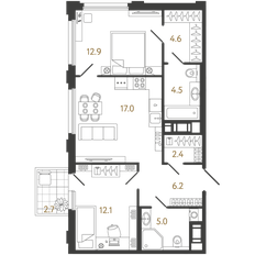 Квартира 64,7 м², 2-комнатная - изображение 2