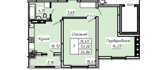 Квартира 54,9 м², 1-комнатная - изображение 1