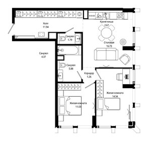 Квартира 65,9 м², 2-комнатная - изображение 2
