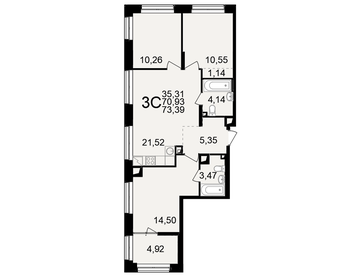 Квартира 73,4 м², 3-комнатная - изображение 1